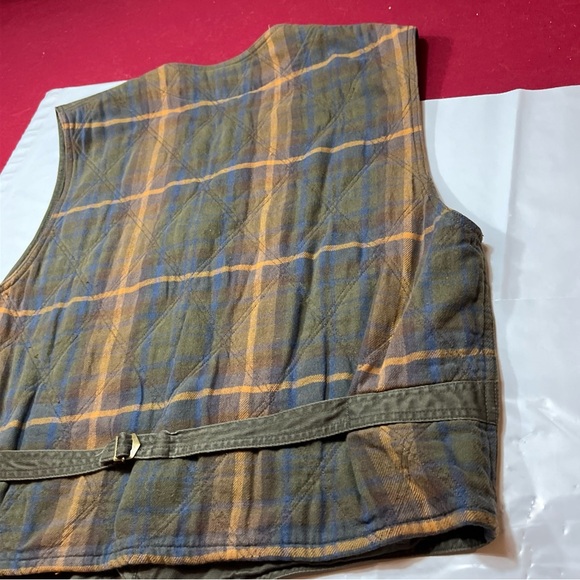 Gap Plaid Flannel 90s Lined ARMY GREEN Canvas VEST Men XL cotton Waistcoat Lined - Picture 8 of 16